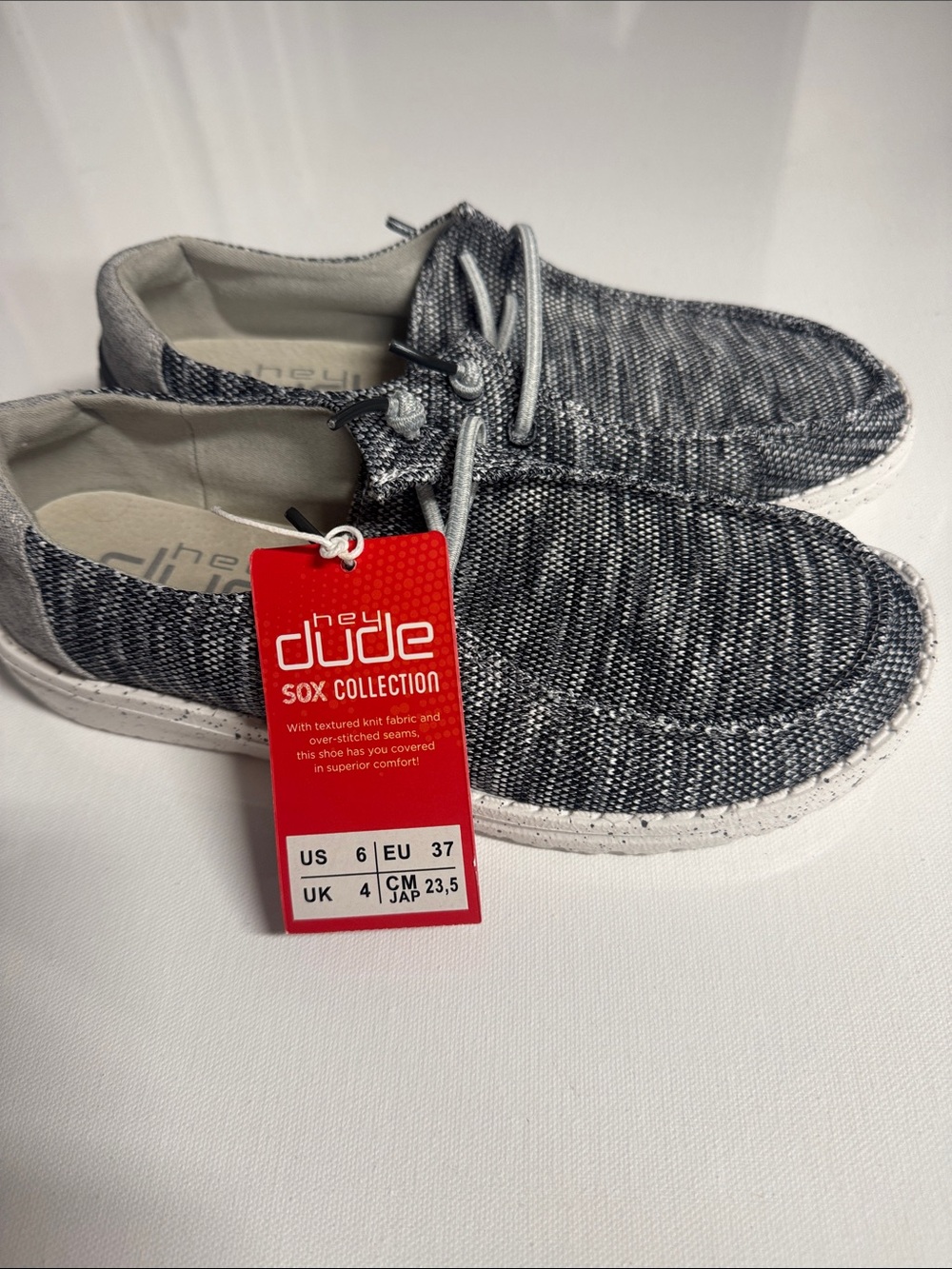 Hey Dude Canvas Shoes Womens 6 Gray Slip On Wendy Sox